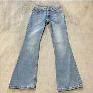 Vintage Levis Jeans Womens 1 Blue 514 Flare Leg Super Low Light Y2K USA Denim